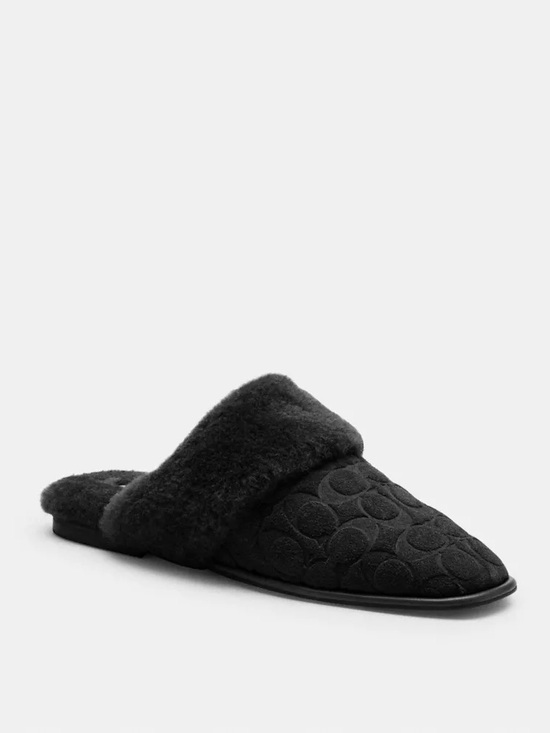 Coach Shoes - Coach Black Sherpa Flat Mule